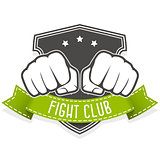 Fight club emblem with two fists and banner
