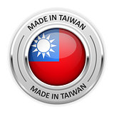 Silver medal Made in Taiwan with flag