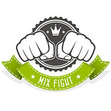 Mix Fight club emblem with two fists and banner