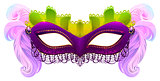 Purple carnival mask with feathers
