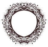 Black round floral frame ornament