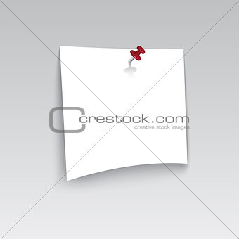 White blank paper attached with red pin.