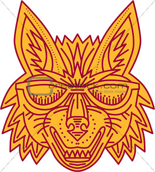 Coyote Head Sunglasses Smiling Mono Line