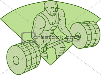 Weightlifter Lifting Barbell Mono Line