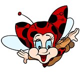 Flying And Smiling Ladybug