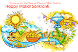 Makar Sankranti wallpaper with colorful kite for festival of India
