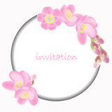 Invitation card with blossom sakura flowers