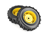 Two tractor wheels