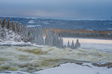 Tannoforsen waterfall in Sweden in winter