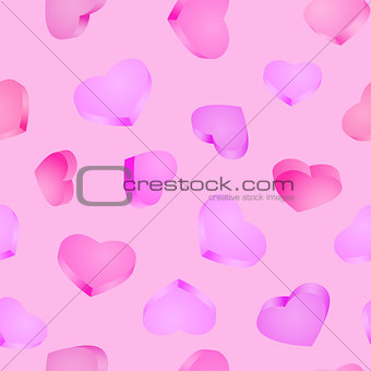 Seamless background. 3D hearts. Valentines day