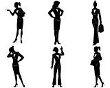 Six businesswoman silhouette