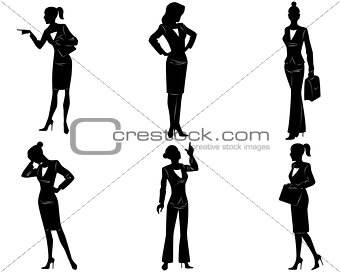 Six businesswoman silhouette