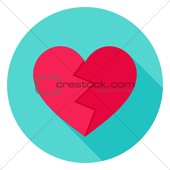Broken Heart Flat Circle Icon