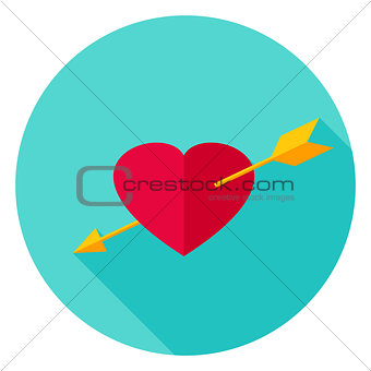Arrow Pierced Heart Circle Icon