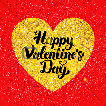 Happy Valentines Day Glitter Postcard