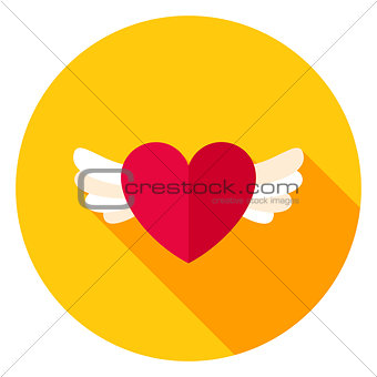 Heart with Wings Circle Icon