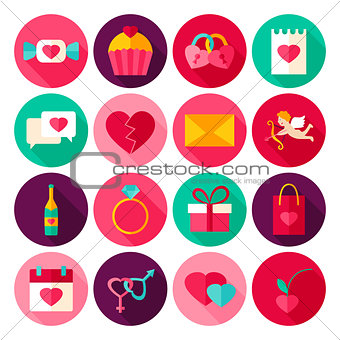 Happy Valentines Day Flat Icons