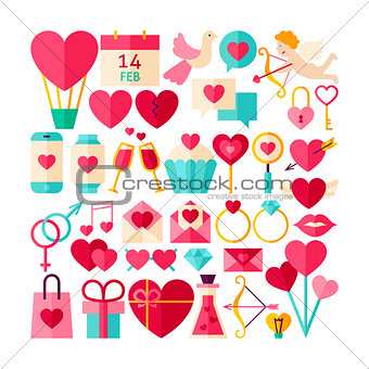Happy Valentines Day Objects Set