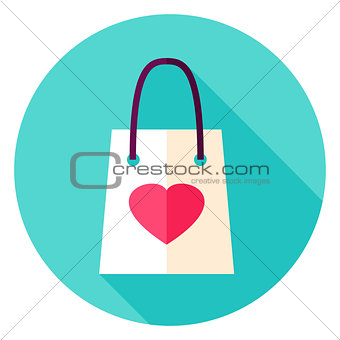 Love Shopping Bag Circle Icon