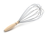 Wire whisk with wooden handle. 3D