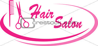 hair salon sign with design elements