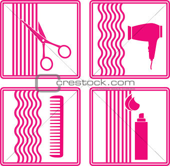 set of hairstyling icon