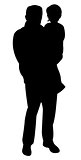 man with his daughter, silhouette vector