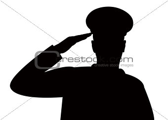 the silhouette of a soldier's military salute