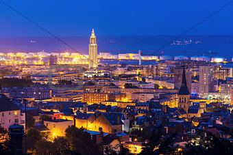 Panorama of Le Havre at night