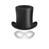 Gentleman hat and eye mask in white design