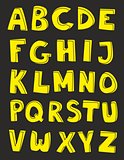 Alphabet letters hand drawn vector set on black background