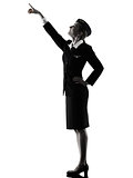 Stewardess cabin crew woman pointing silhouette