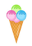Ice Cream cone icon flat cartoon style. Isolated on white background. Vector illustration, clip art.