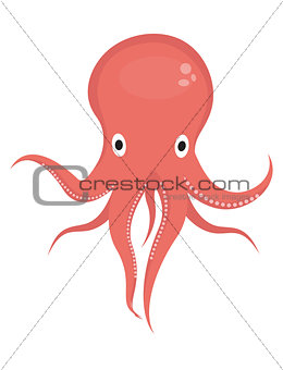 Octopus icon logo element. Flat style, isolated on white background. Vector illustration, clip art.