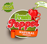 Organic food label - fresh pepper logo.