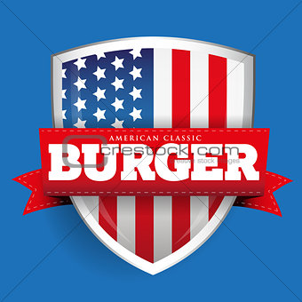 Burger vintage shield with USA flag