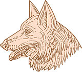 German Shepherd Dog Head Mono Line