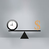 Money and Time balance on the scale.