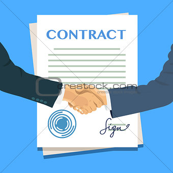 Handshake on the background of the contract