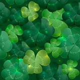 Green lush leaves clover seamless pattern