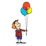 Boy and colorful balloons