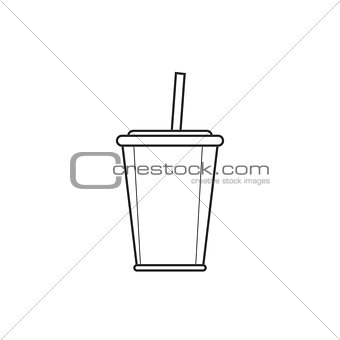Soda with straw line icon
