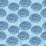 pattern with abstract hand drawn chrysanthemums