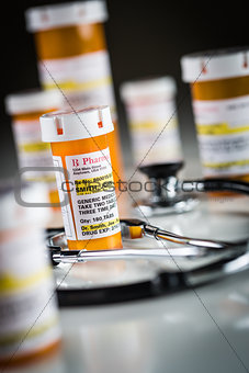 Non-Proprietary Medicine Prescription Bottles Abstract with Stet