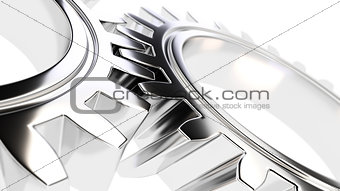 mechanical gear with sharp light and white environment 3d illust