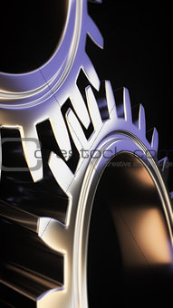 mechanical gear with sharp light and black environment 3d illust