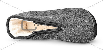 One piece the comfortable dark gray slipper lying on the side