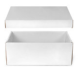 Open empty white box with lid