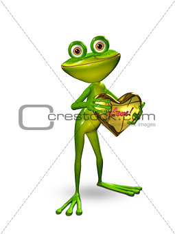3D Illustration Frog with a Heart of Gold