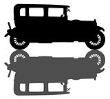 Black silhouette of a vintage car